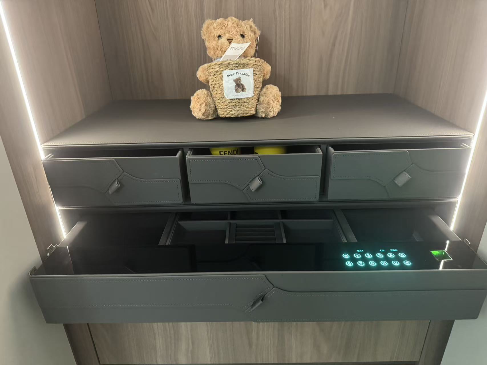 Password lock security drawer in custom wardrobe — CASAWAVE Singapore