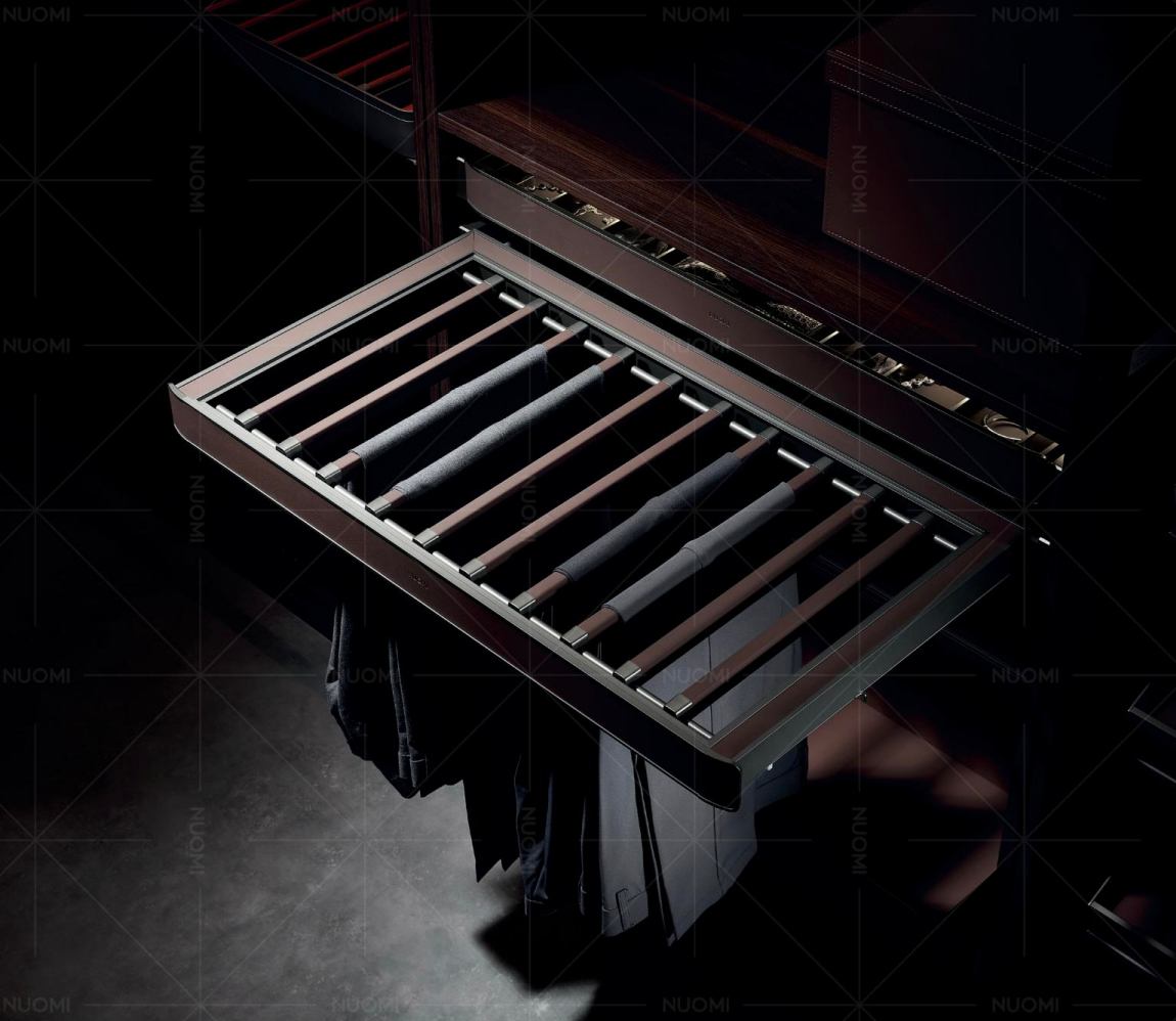 Damping pants rack and tie organiser — wrinkle-free trouser storage Singapore wardrobe