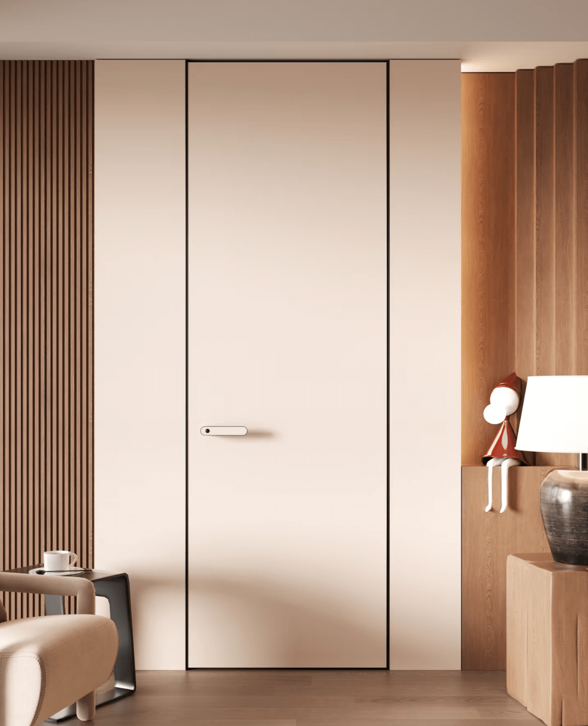 Premium flush design aluminum-wood interior doors