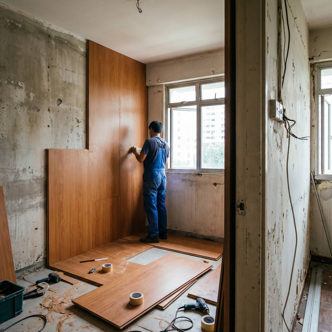 Langsen SPC and Carbon Magnesium overlay process on old tiles