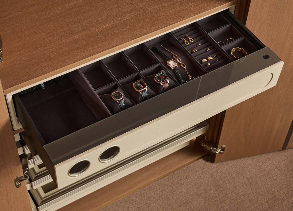 LAMBERT watch winder safe drawer built into a wardrobe