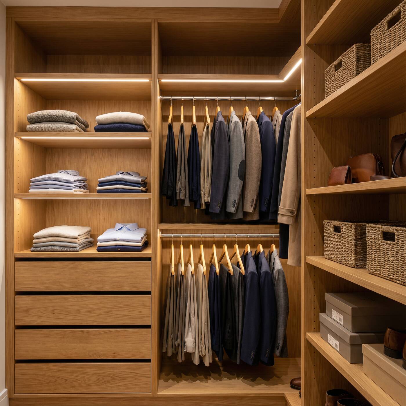 Langsen ENF cabinet interior with organized storage and LED lighting